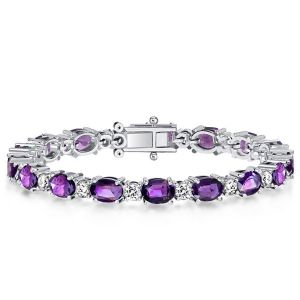 Italo Round & Oval Cut Amethyst Bracelets For Wedding