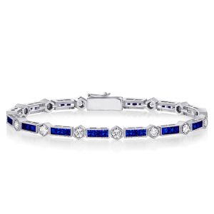 Alternating Round White & Triple Blue Bracelets For Wedding