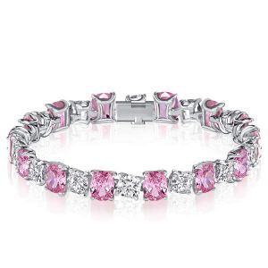 Italo Cushion Cut White & Pink Stone Bracelets For Wedding