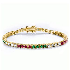 Italo Golden Emerald Sapphrie Ruby Tennis Bracelet