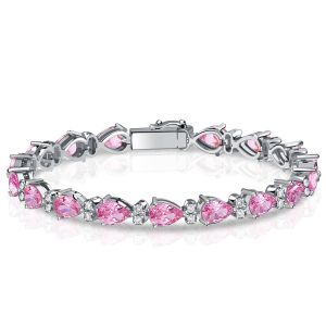 Italo Pear Shaped Pink Stone Tennis Bracelets For Women