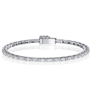 Italo Baguette Tennis Bracelet Womens Dainty Bracelet Silver