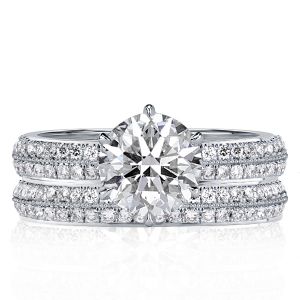 Six Prong Milgrain Round Cut Bridal Set