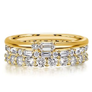 Italo Eternity Golden Baguette & Round Cut Stackable Band Set