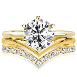 Italo Hidden Halo Round Cut Engagement Rings Sets Bridal Set