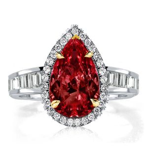 Italo Garnet Ring Pear Cut Halo Engagement Ring Affordable