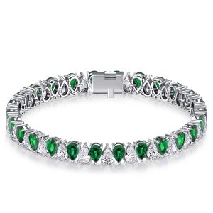 Italo White & Emerald Bracelet Pear Cut Tennis Bracelet