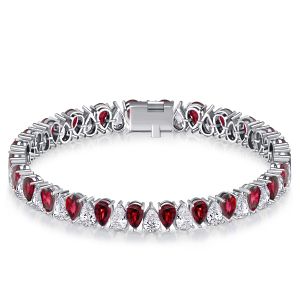 Italo Pear Cut White & Ruby Tennis Bracelet For Women