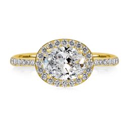 Italo Oval Cut Halo Unique East West Engagement Ring