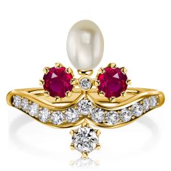 Italo Golden Pearl Ruby Ring Vintage Engagement Ring