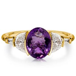 Italo Golden Amethyst Ring Crescent Engagement Ring For Women