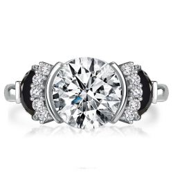 Italo Half Bezel Round Cut Engagement Ring For Women