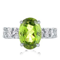 Italo Hidden Halo Peridot Oval Cut Engagement Ring