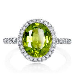 Italo Peridot Wedding Rings For Women Halo Engagement Ring