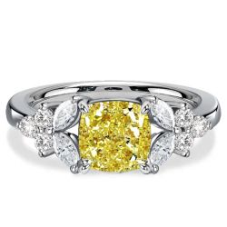 Italo Unique Yellow Topaz Cushion Cut Engagement Ring