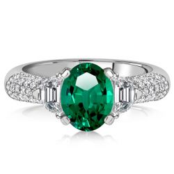 Italo Unique Emerald Sapphire Oval Cut Wedding Rings