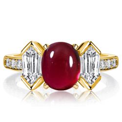 Italo Unique Oval Cut Ruby Vintage Engagement Ring