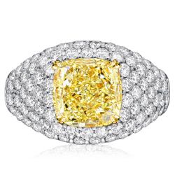 Italo Micro Pave Yellow Topaz Cushion Cut Cocktail Ring