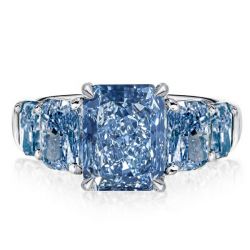 Italo Five Stone Blue Topaz Radiant Cut Wedding Rings