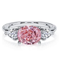 Italo 3 Stone Pink Stone Pear Shaped Cushion Cut Engagement Ring