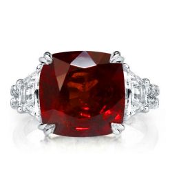 Italo Unique Garnet Cushion Cut Engagement Ring