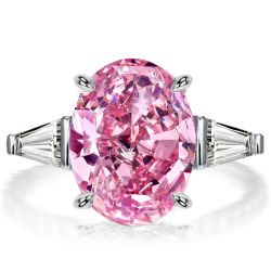 Italo Oval Cut Pink Stone 3 Stone Engagement Ring