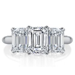 Italo Emerald Cut Three Stone Classic Engagement Ring