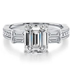 Italo Five Stone Emerald Cut Engagement Ring