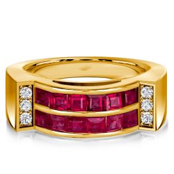 Italo Ruby Band Ring Asscher Cut Wedding Band Anniversary Ring