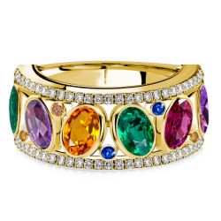 Italo Oval Cut Multi Color Wedding Band Multi Sapphire Ring