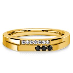Italo Golden Black & White Sapphire Wedding Band Stackable Ring