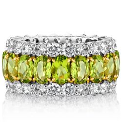 Italo Peridot Oval Cut Wedding Band Sterling Silver Rings