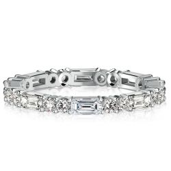 Italo Double Round & Baguette Cut Eternity Ring Classic Band