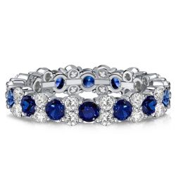 Italo Blue Sapphire Round Cut Eternity Ring For Women