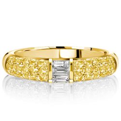 Italo Micro Pave Baguette Yellow Topaz Half Eternity Wedding Band