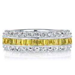 Italo Triple Row Channel Yellow Topaz Eternity Wedding Band