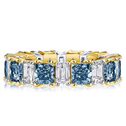 Italo Princess Cut White & Blue Topaz Eternity Wedding Band