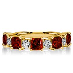 Italo Golden Garnet Princess Cut Half Eternity Band