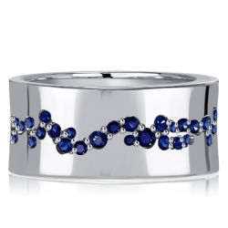 Italo Flush Setting Blue Sapphire Wide Eternity Wedding Band