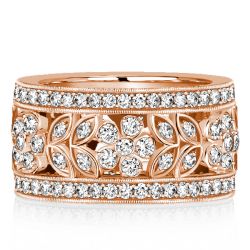 Italo Rose Gold Floral Eternity Band Vintage Wedding Band For Women