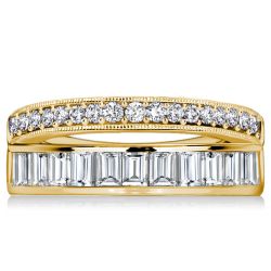 Italo Multi Row Round & Emerald Cut Half Eternity Wedding Band