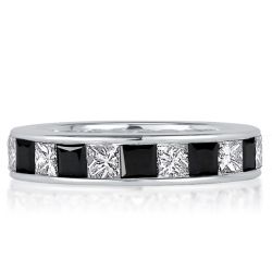 Italo Princess Cut Black Sapphrie Eternity Band For Women