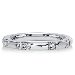 Italo Scalloped Pavé Thin Wedding Band Eternity Ring For Women