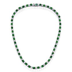 Italo Emerald & White Sapphire 4.5 mm Tennis Necklace For Women