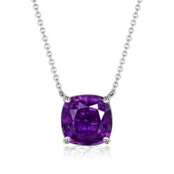 Italo Amethyst Cushion Cut Short Necklace Solitaire