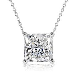 Italo Princess Cut Solitaire Pendant Necklace For Women