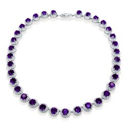 Italo Eternity Halo Amethyst Tennis Necklace Sterling Silver