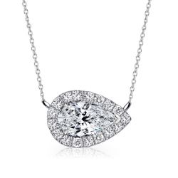 Italo Pear Shaped Halo Necklace For Women