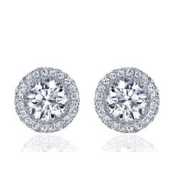 Round Sparkle Halo Stud Earrings