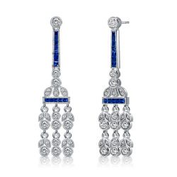 Italo Blue & White Sapphire Drop Earrings Chandelier Earrings